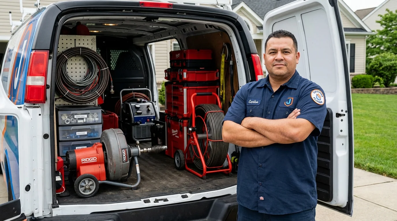Professional drain cleaning equipment and Johns Plumbing LLC plumber in Chauncey