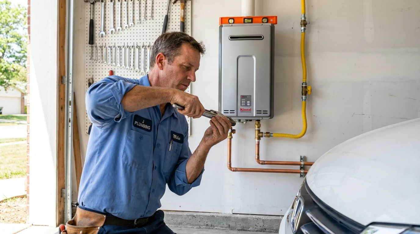 Tankless water heater installation by a Johns Plumbing LLC plumber in Chauncey